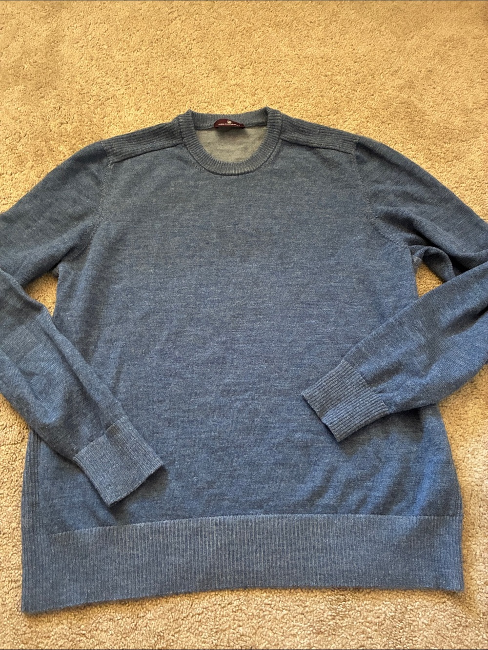 Bruno Magli 100% Merino Wool Crewneck Knit Sweater Blue M